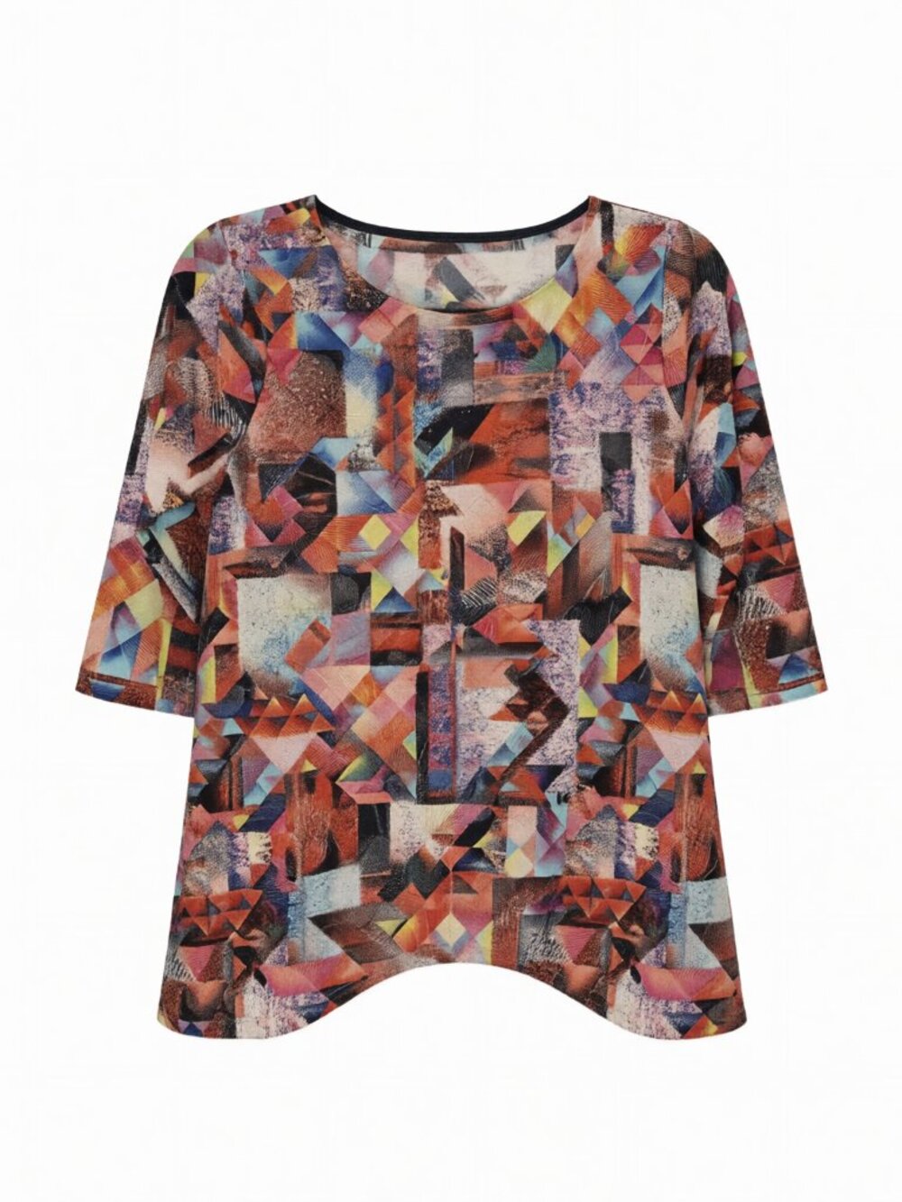 Abstract Print Women's Tunic Top Multicolor L